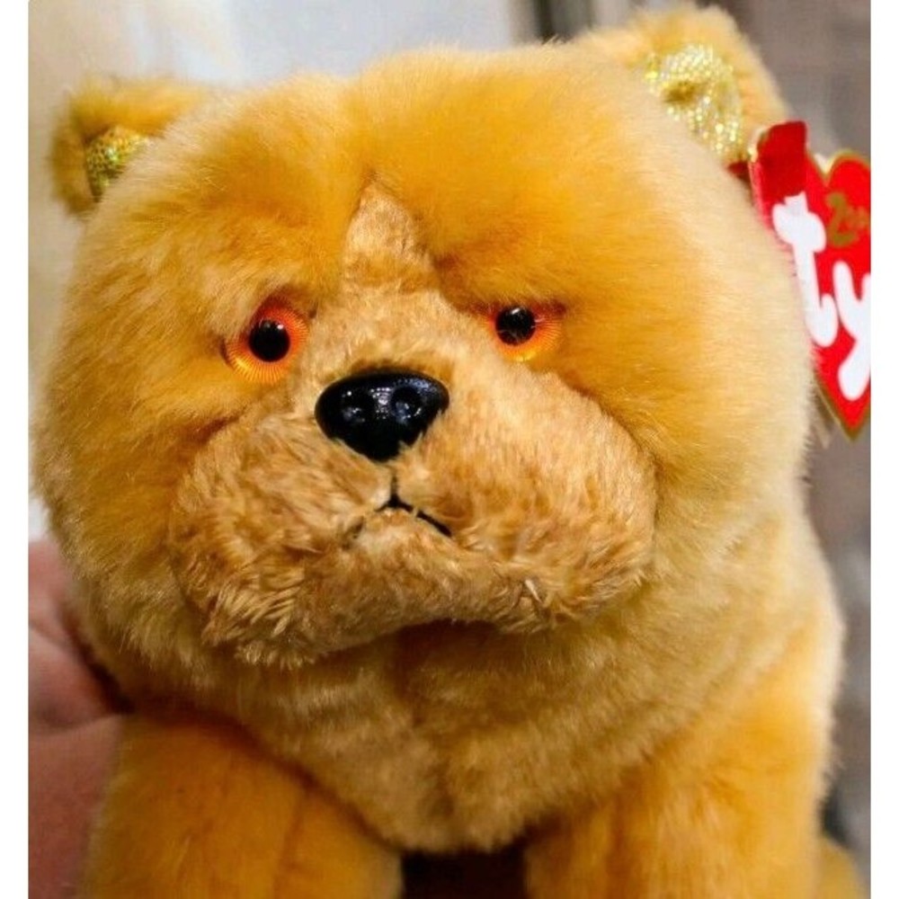 TY BEANIE BABIES VINTAGE 2000 ZODIAC Collection FLUFFY DOG GOLD PAW PLUSH